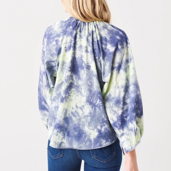 Cali Dreaming Kaya Raglan Button Down Blouse Top | Fresco Tie Dye | Size S - Picture 7 of 7